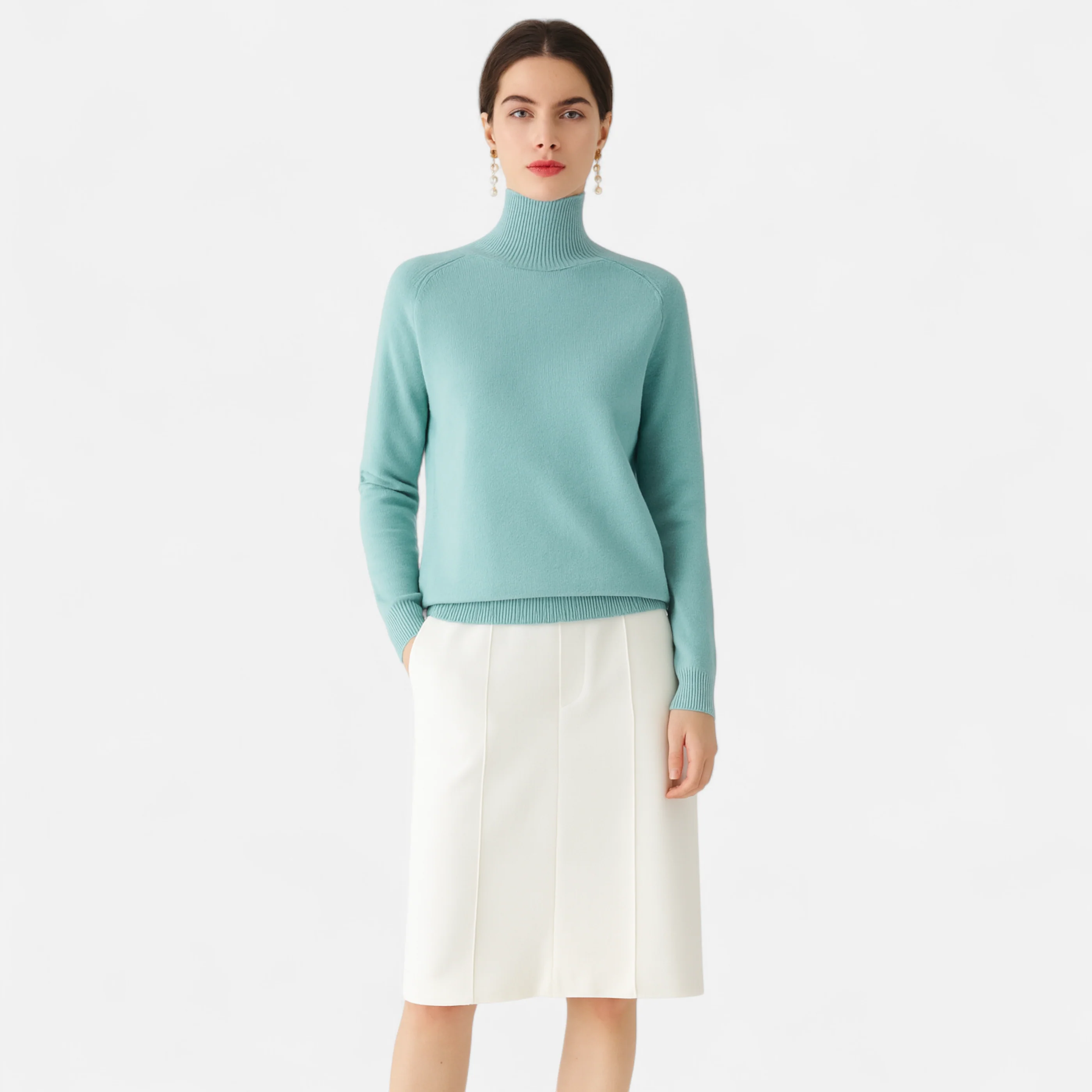 Westlyn™ | Pull à col montant en laine mérinos et cachemire pour femme